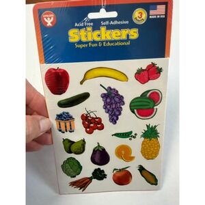 New Hygloss Fruits Vegies Stickers 3 sheets Educational Scrapbook